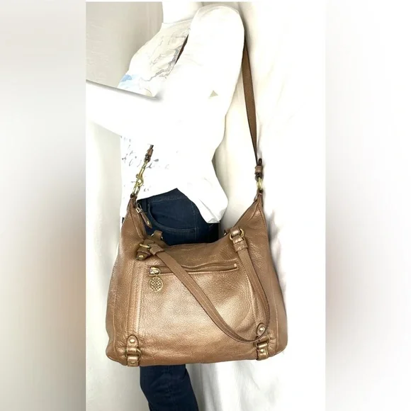 Coach Alexandra F17566 Bronze Pebbled Leather Large Tote Shoulder Bag Brass. - Picture 3 of 17